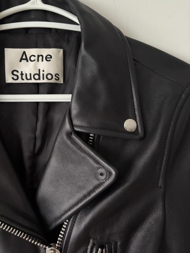 Acne Studios Women's Mock Sheepskin Leather Moto Jacket Size M - photo 4