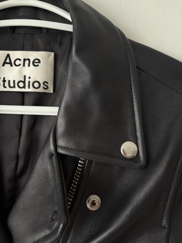 Acne Studios Women's Mock Sheepskin Leather Moto Jacket Size M - photo 5