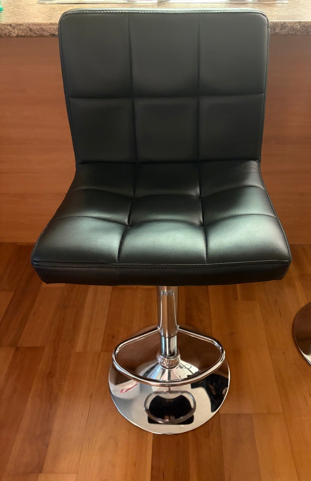 Black Faux Leather Adjustable Swivel Bar Stool - 2 available
