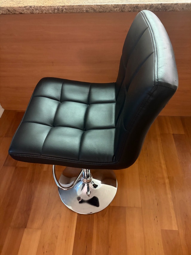 Black Faux Leather Adjustable Swivel Bar Stool - 2 available - photo 2
