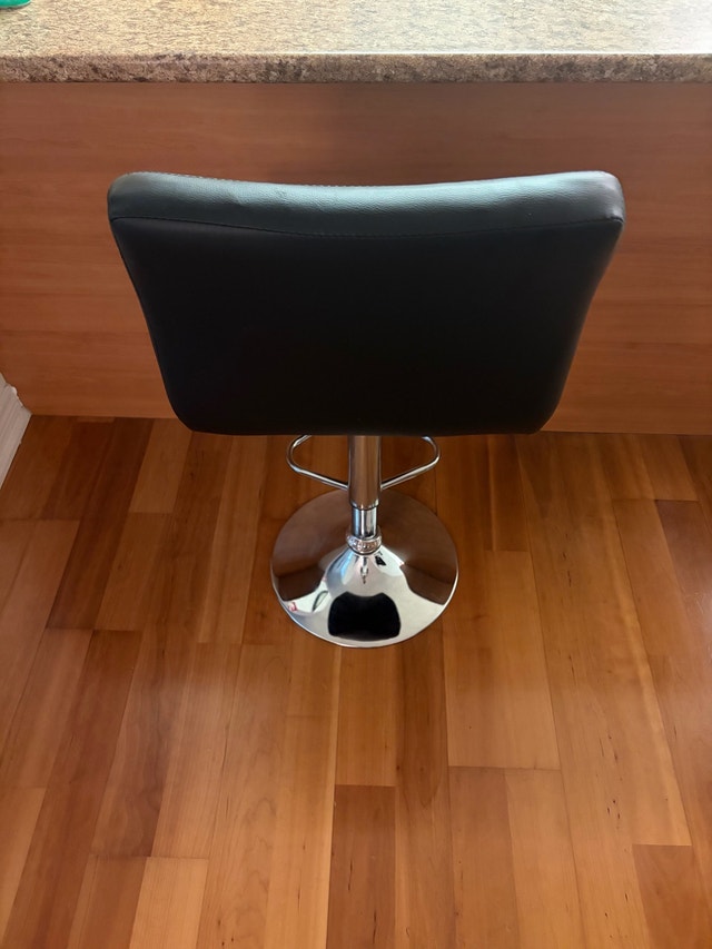 Black Faux Leather Adjustable Swivel Bar Stool - 2 available - photo 3