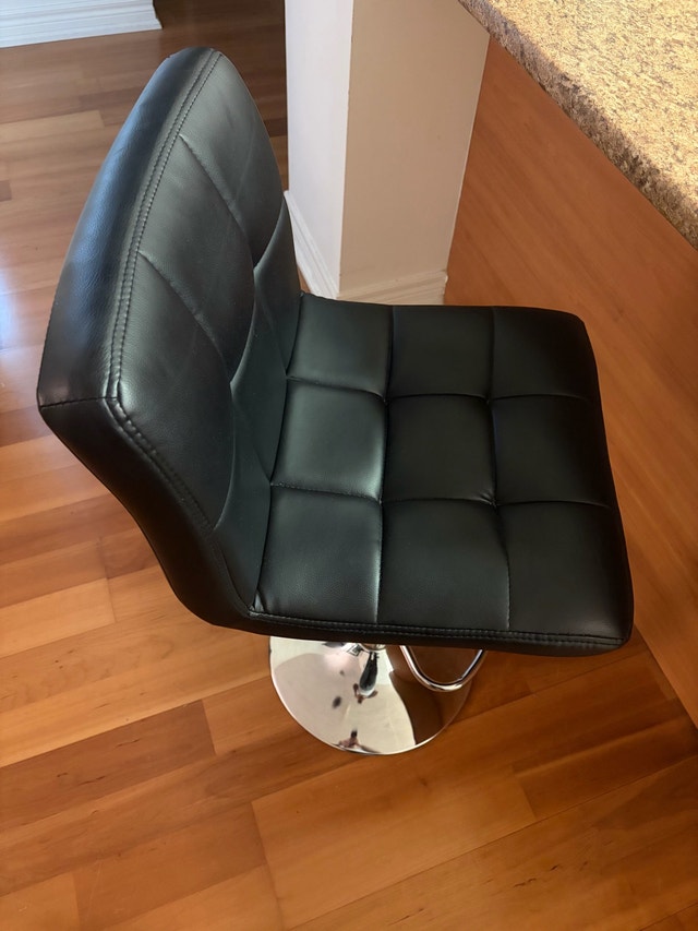 Black Faux Leather Adjustable Swivel Bar Stool - 2 available - photo 4