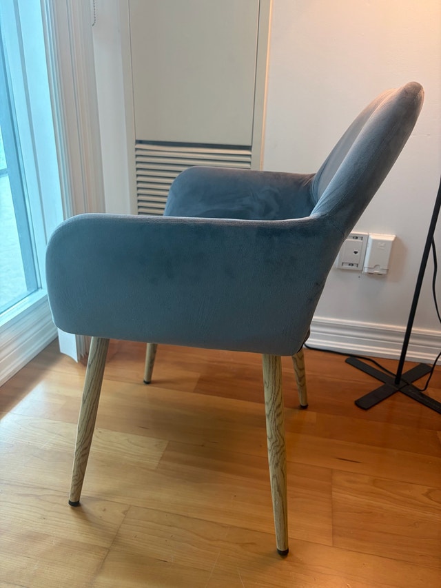 Grey Velvet Chair – Wooden Legs – 2 Available - photo 2