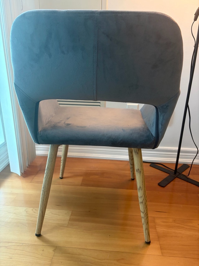 Grey Velvet Chair – Wooden Legs – 2 Available - photo 3