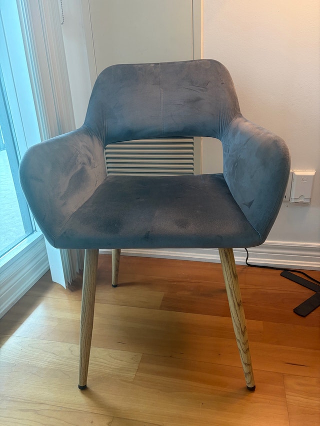 Grey Velvet Chair – Wooden Legs – 2 Available - photo 4