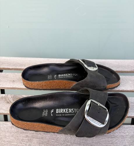 Birkenstock Madrid Big Buckle Women's Black Leather Sandals Size - photo 3