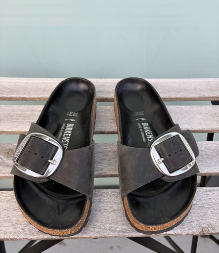 Birkenstock Madrid Big Buckle Women's Black Leather Sandals Size - photo 4