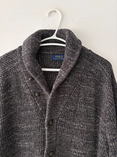 Polo Ralph Lauren Mens Cotton Shawl Collar Knit Charcoal Cardiga - photo 2