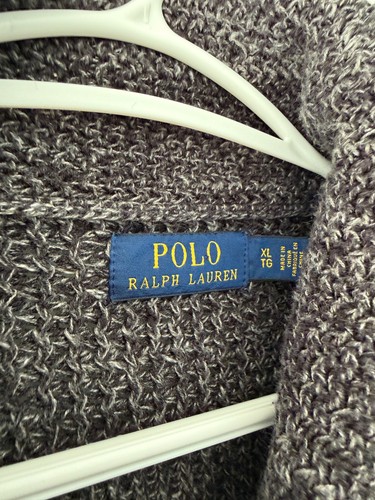 Polo Ralph Lauren Mens Cotton Shawl Collar Knit Charcoal Cardiga - photo 3