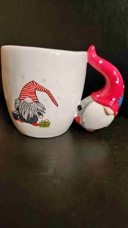 Christmas Gnome Coffee Mug with 3D Gnome Handle