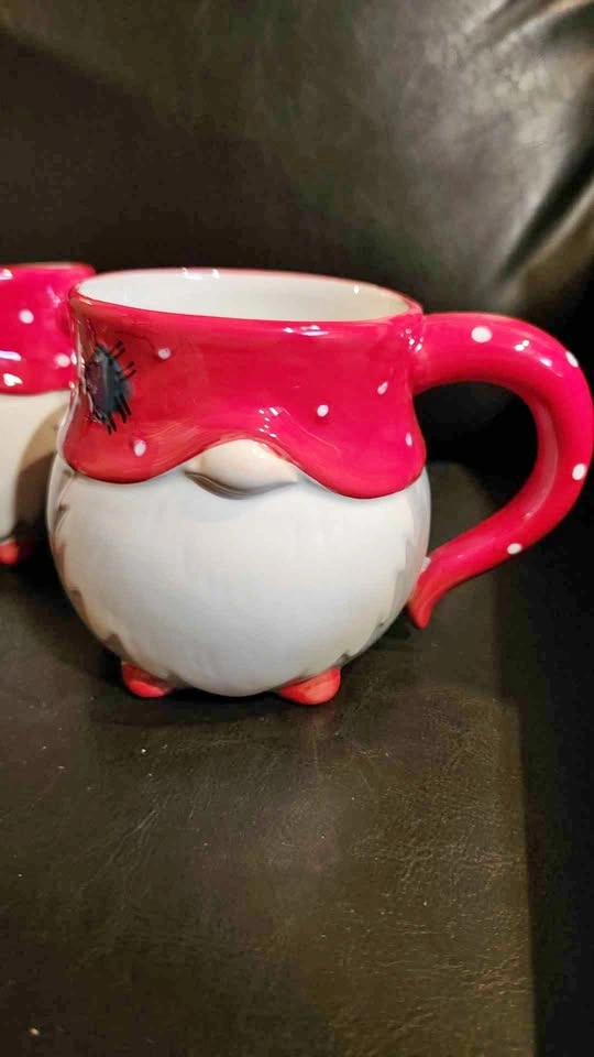 Ceramic Gnome Mug with Red Polka Dot Hat