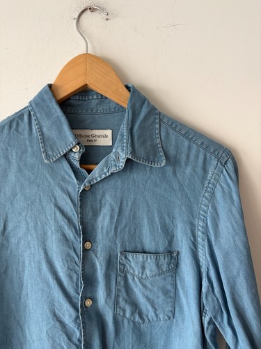 Officine Generale Men’s Chambray 100% Cotton Shirt Size XS - photo 2