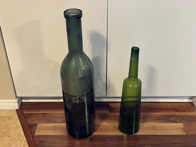Two extra large green glass wine bottles - photo 2