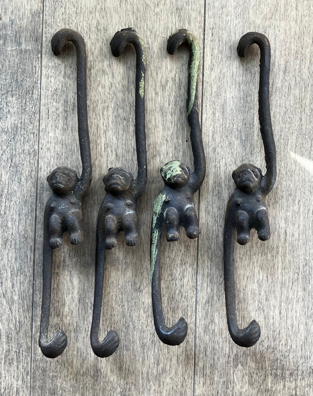 Antique Cast Iron Hanging Monkeys