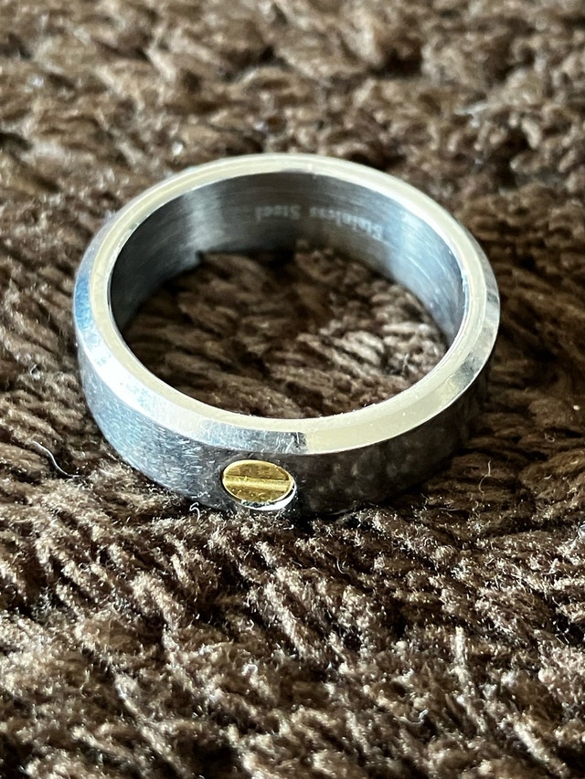 Stainless Steel Ring with Gold