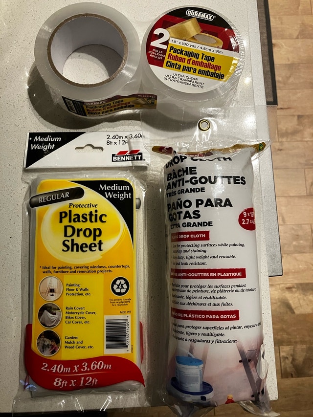 Moving tape and plastic drop cloths