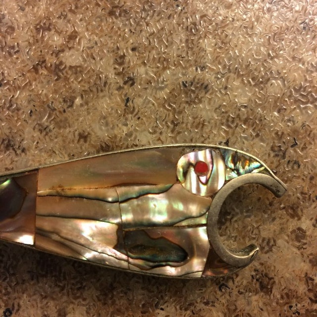 Rare Vintage Mother of Pearl Fish Bottle Opener Figurine Mexico
