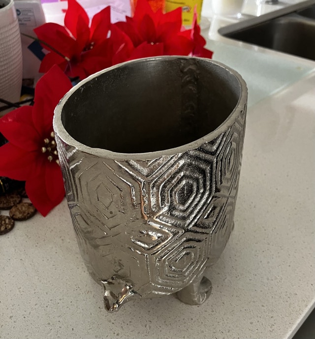 Silver Metal Turtle Flower Pot - photo 3