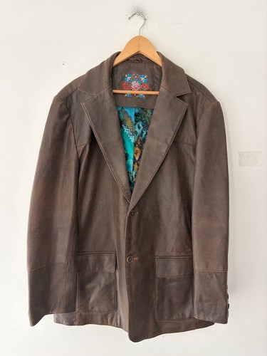 Robert Graham Brown Leather Blazer Sport Coat Jacket Size 46/56