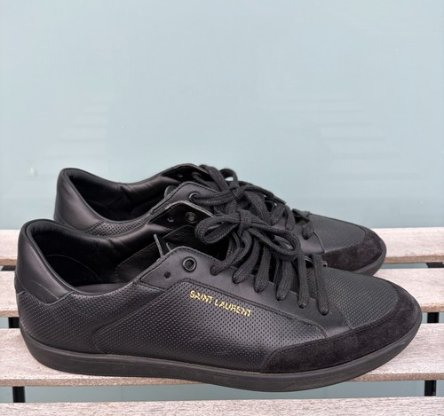 SAINT LAURENT SL/10 Black Perforated Leather And Suede Sneakers