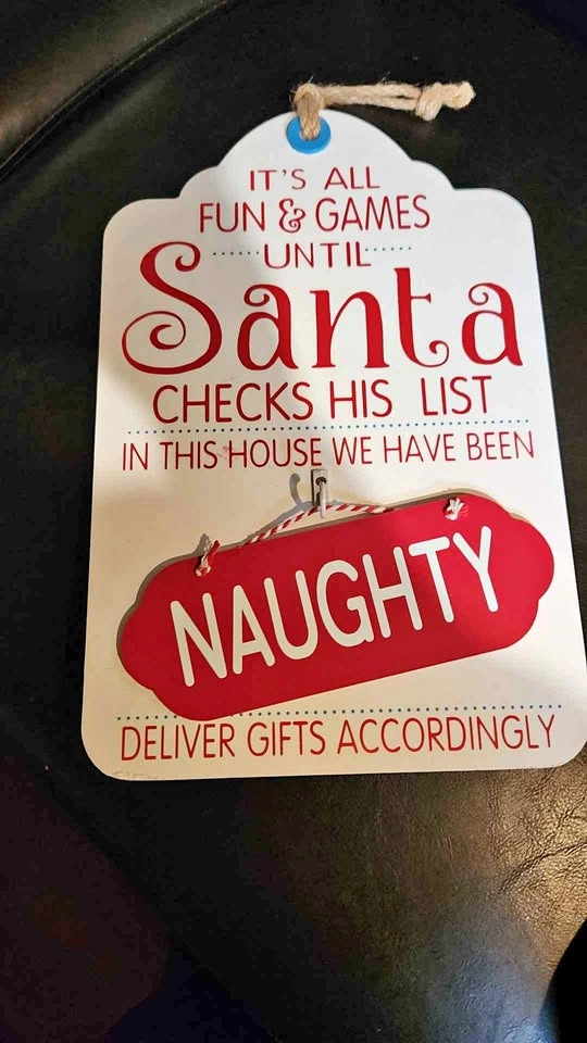 Christmas Reversible Naughty or Nice Wall Sign
