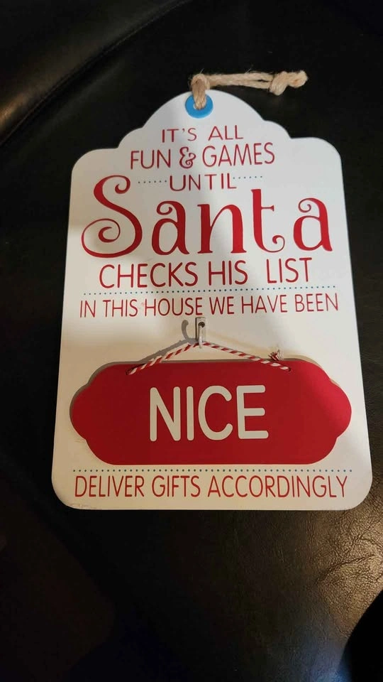 Christmas Reversible Naughty or Nice Wall Sign - photo 2