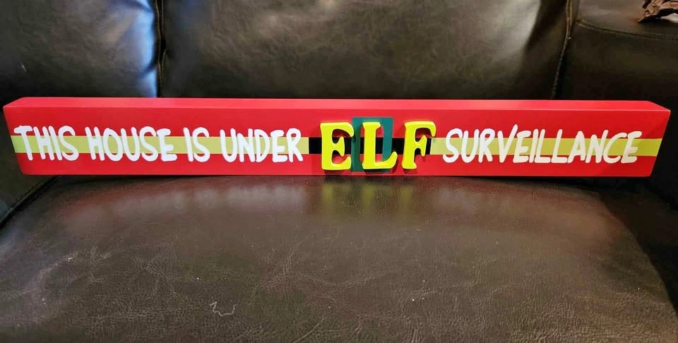 Elf Surveillance Christmas Wooden Sign