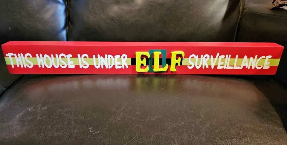 Elf Surveillance Christmas Wooden Sign