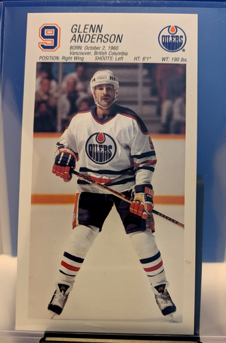 Glenn Anderson 1989-90 Edmonton Oilers Team Issue Postcard Vinta