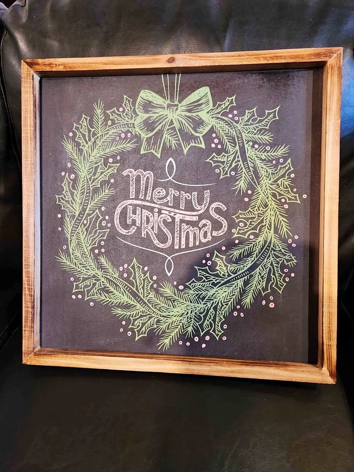 Merry Christmas Framed Wooden Sign