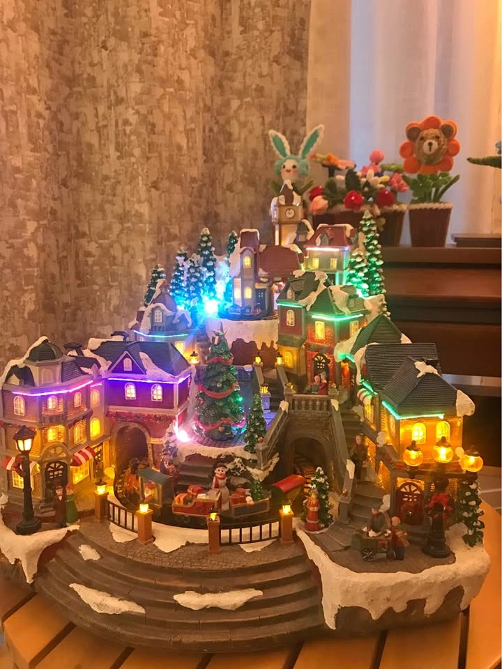Large Animated Musical Christmas Village with LED Lights