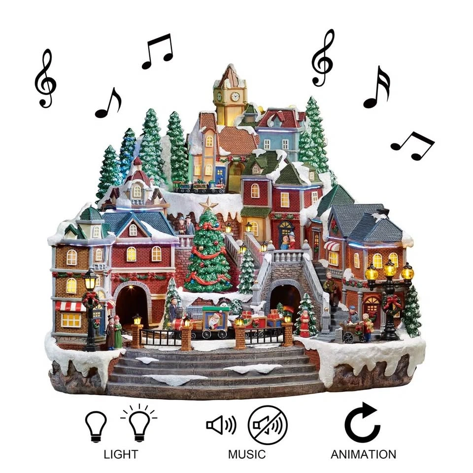 Large Animated Musical Christmas Village with LED Lights - photo 2