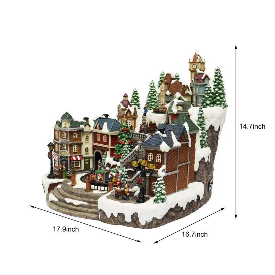 Large Animated Musical Christmas Village with LED Lights - photo 3