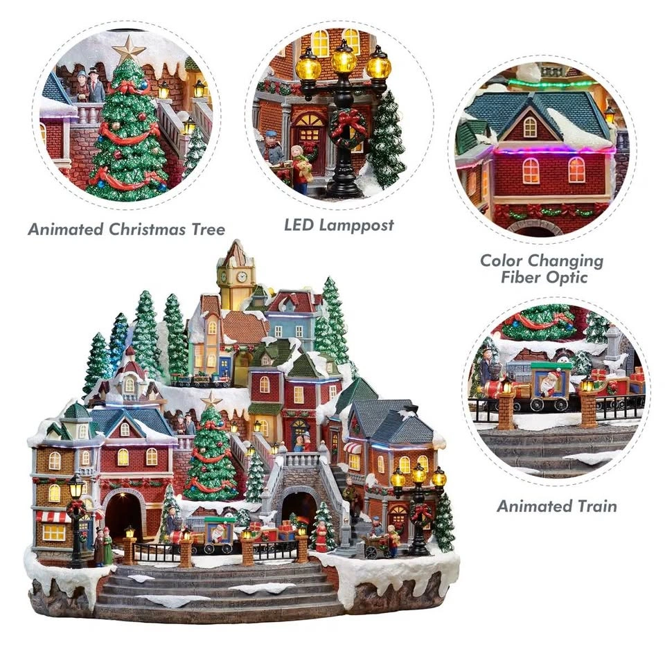 Large Animated Musical Christmas Village with LED Lights - photo 5