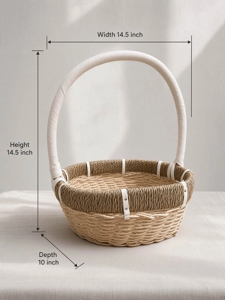 Handwoven Seagrass Wicker Market Basket with Handle - photo 2