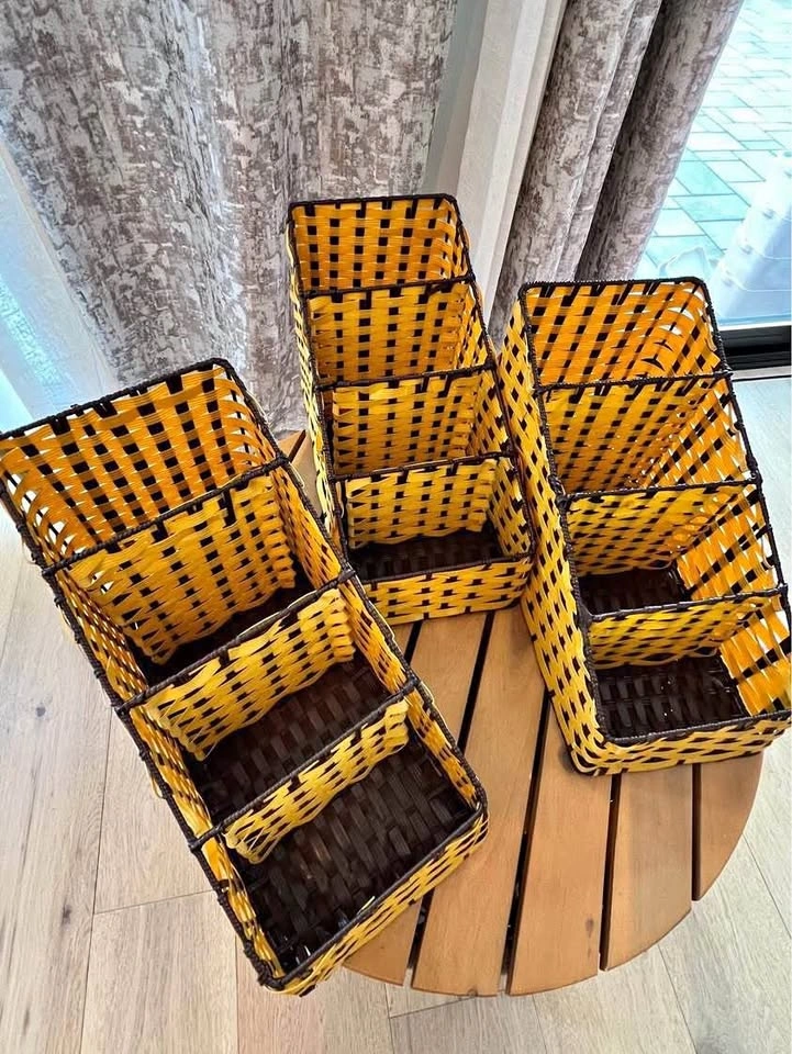 Stylish Yellow Woven Organizer Baskets