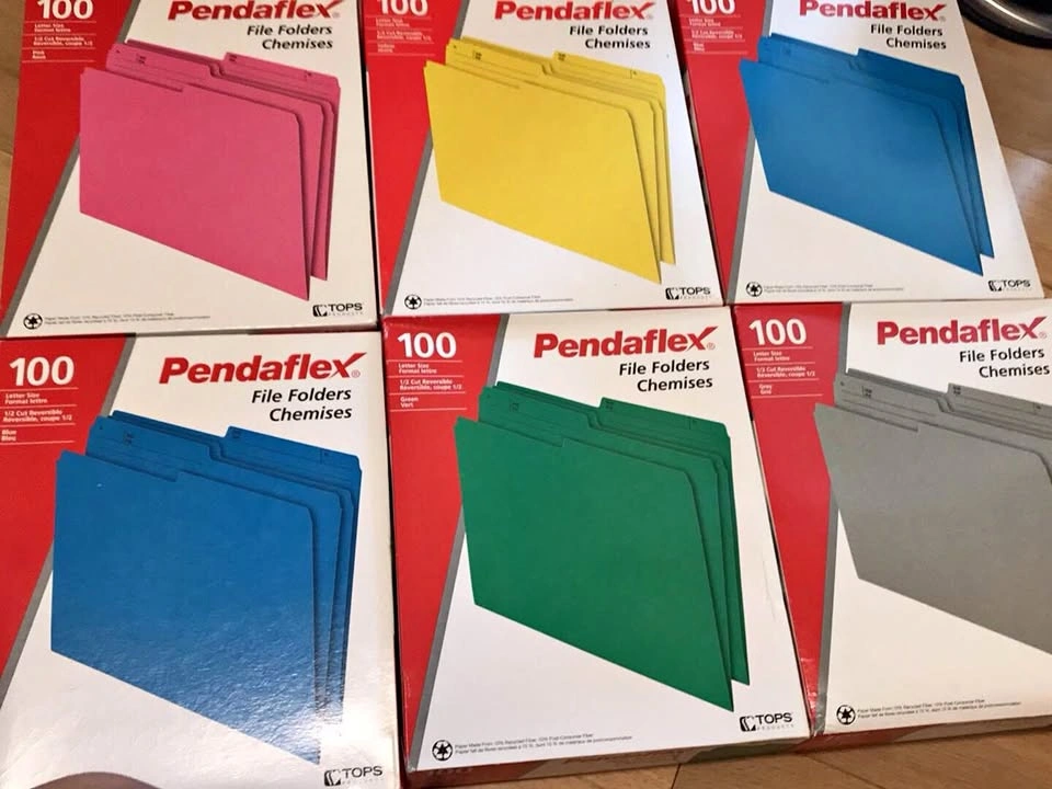 1 Pack 100pcs Pendaflex Recycled Coloured File Folders