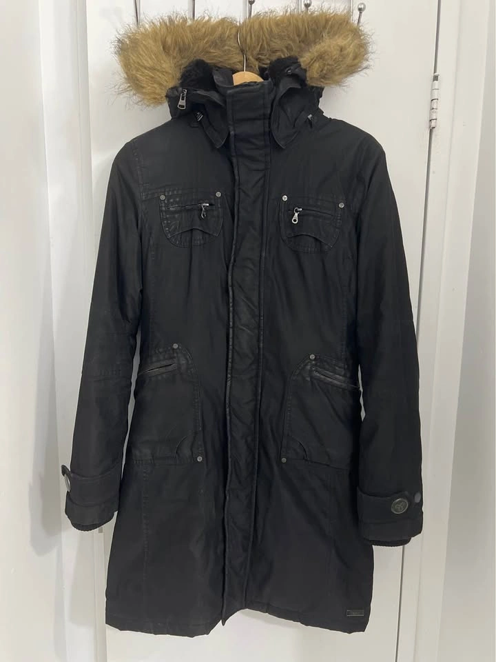 TNA Black Winter Parka Jacket Size Small - photo 3