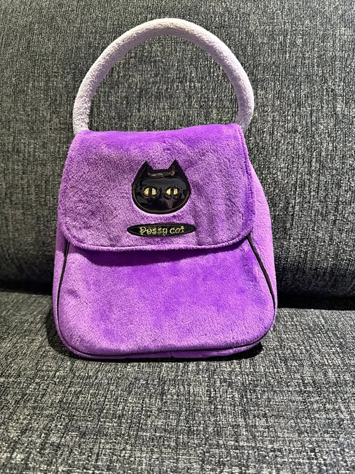 Kids Purple Plush Cat Handbag