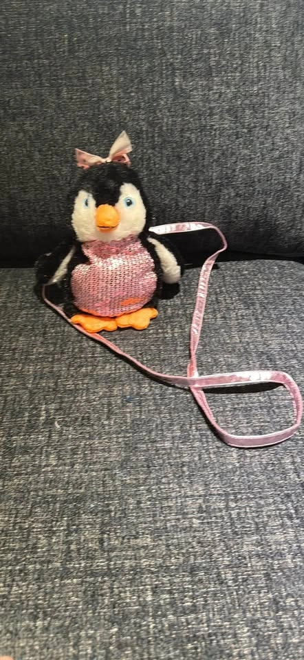 Kids Plush Penguin Crossbody Purse - Pink Sequin Belly - photo 2