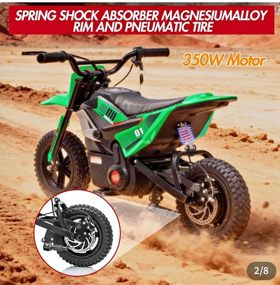 24V Kids Electric Dirt Bike 350W Motor 13.7MPH Speed
