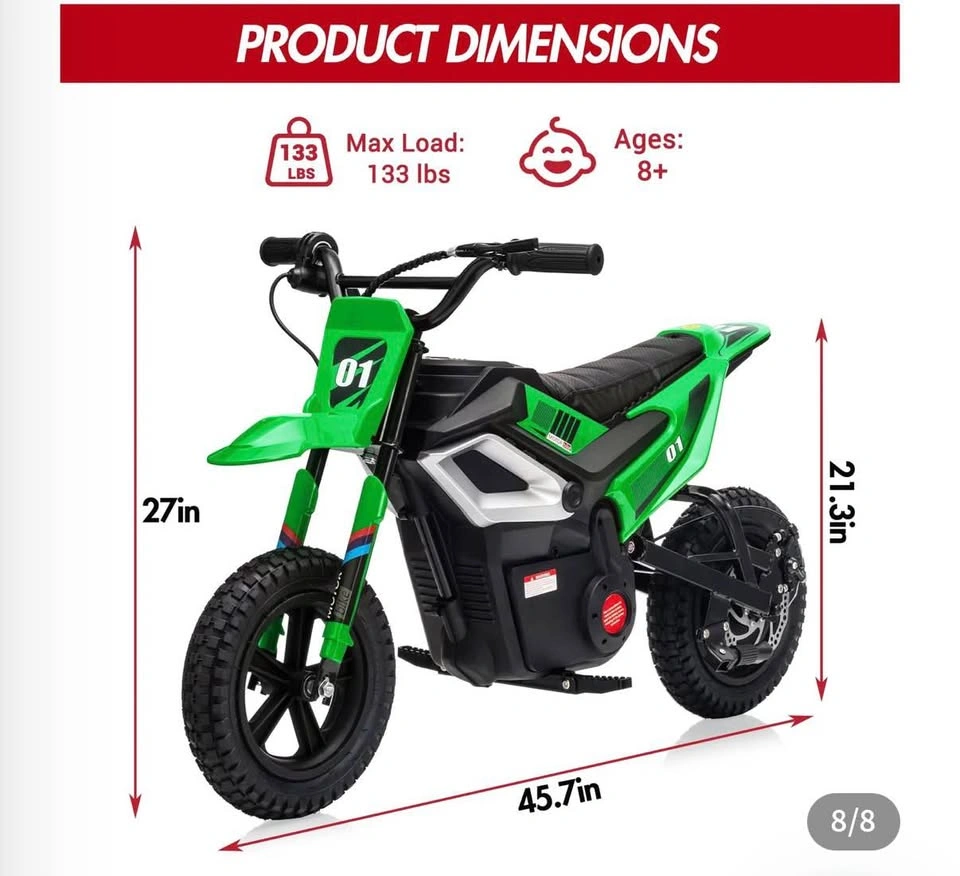24V Kids Electric Dirt Bike 350W Motor 13.7MPH Speed - photo 3