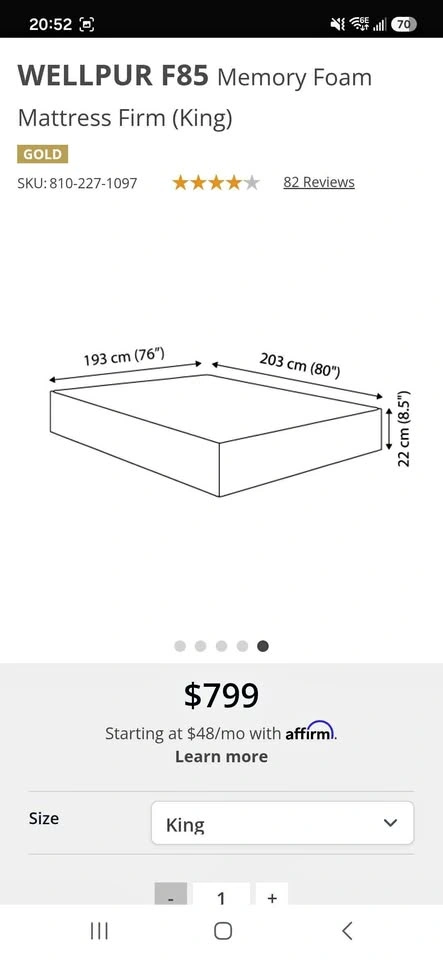 Memory Foam King Size Mattress
