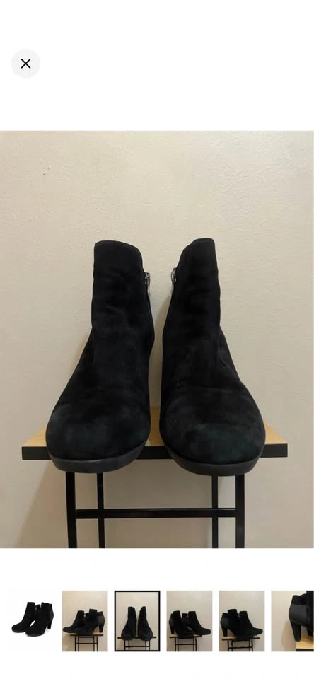 Geox Black Suede Ankle Booties with Block Heel – Size 41 EUC - photo 2