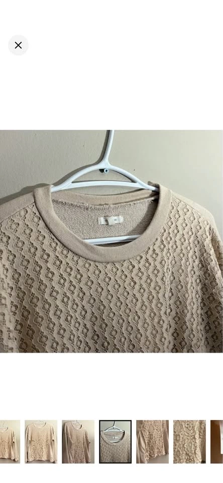Maurices Cream Lace Overlay Drop-Shoulder Sweatshirt - Large - photo 3