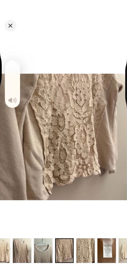 Maurices Cream Lace Overlay Drop-Shoulder Sweatshirt - Large - photo 4