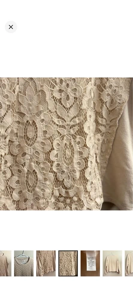 Maurices Cream Lace Overlay Drop-Shoulder Sweatshirt - Large - photo 5