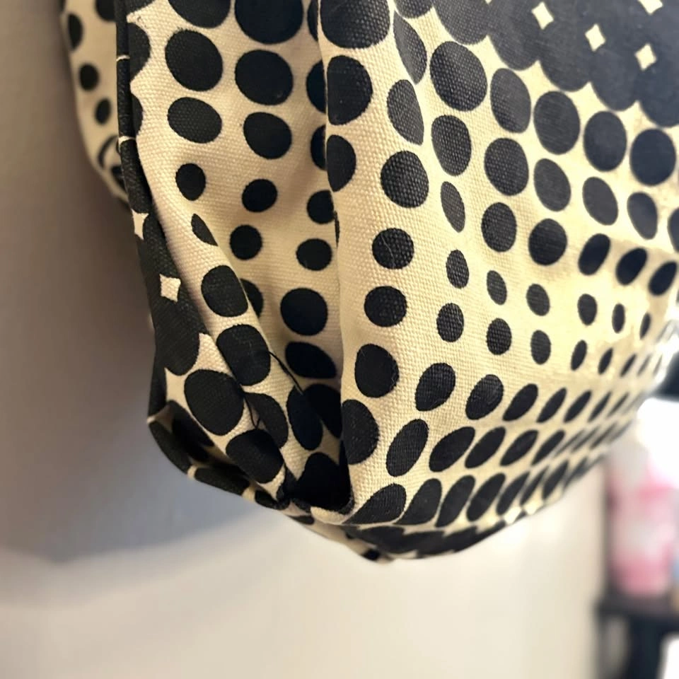 Cream & Black Polkadot Ombre Canvas Hobo Shoulder Bag - photo 5