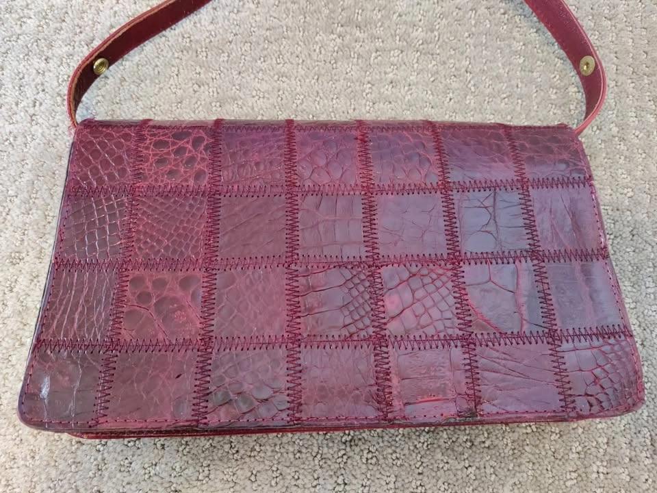 Women Red Snake Pattern Shoulder Bag / Hand Purse - photo 3