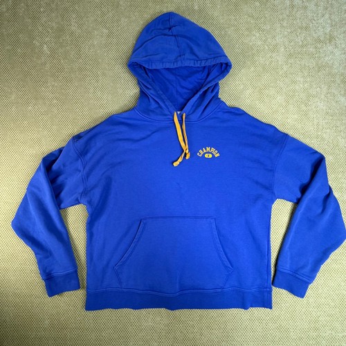 Champion Mens L Royal Blue Hoodie Yellow Embroidered Logo